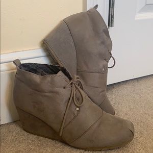 Grey Lace-up Booties